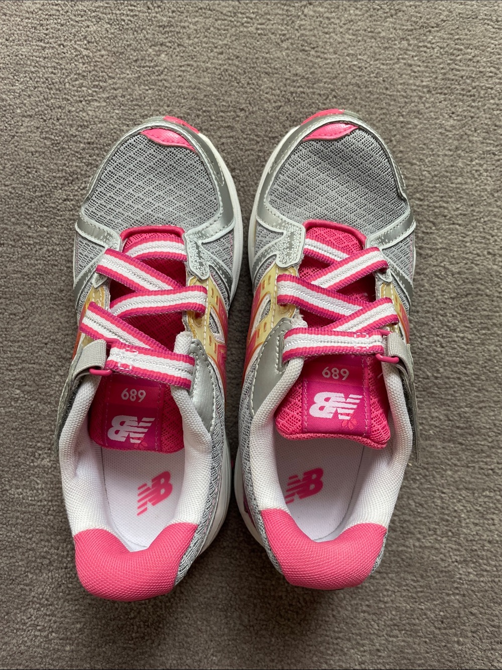 New Balance Kids Gray and Pink Sneakers